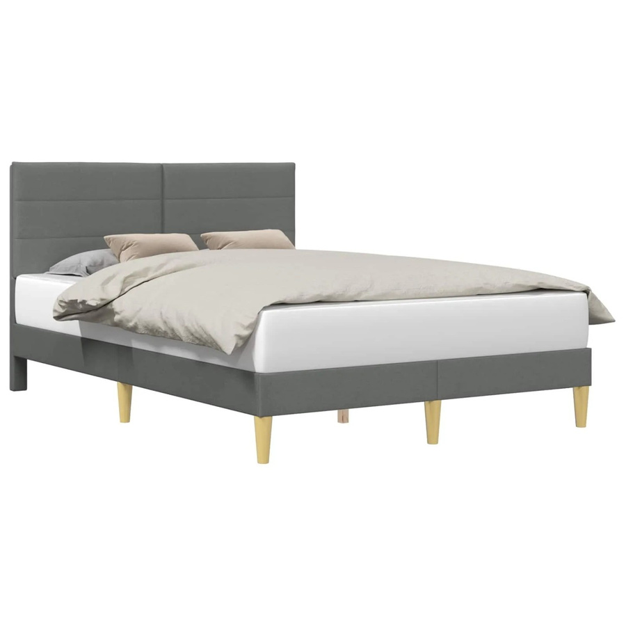 vidaXL Bettrahmen mit Kopfteil in Dunkelgrau aus Stoff, B/T: 140 x 190 cm - Bild 2