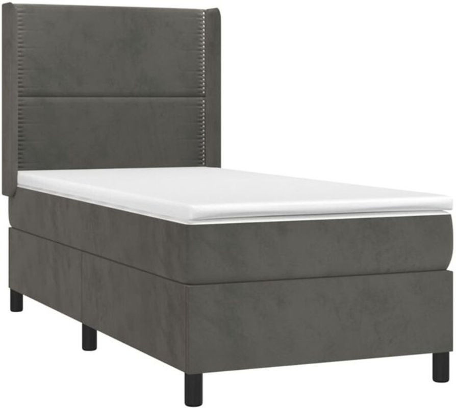 Vidaxl Boxspringbett mit Matratze aus Samt in Anthrazit B/T/H: 90 x 190 x 128 cm - Bild 1