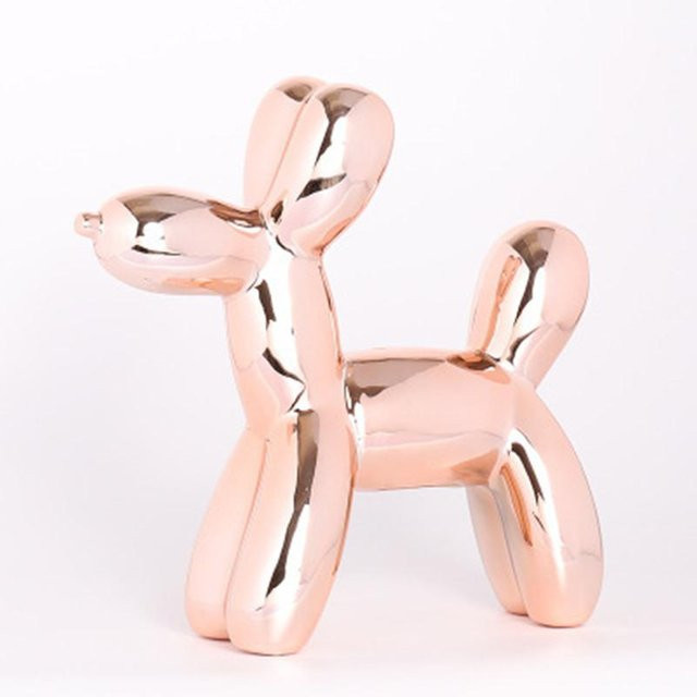 Niedliches Ballon Hund Sparschwein aus Keramik in Pink für Kinder und Wohnkultur, Höhe: 19,0 cm, Breite: 7,5 cm, Tiefe: 1,0 cm - Bild 1