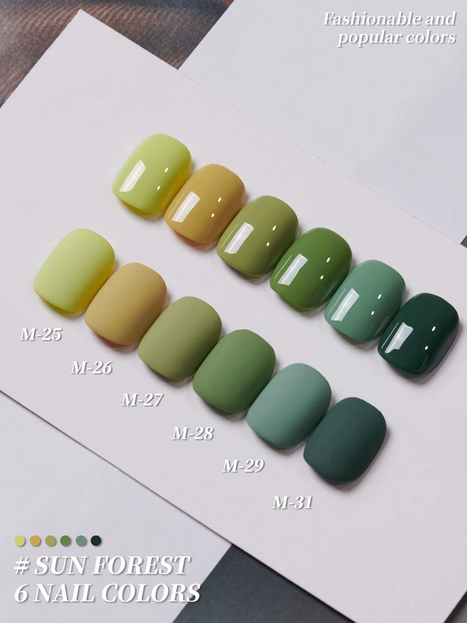 XEIJAYI Gel-Nagellack-Set, 6-farbig grün, glänzend, 6 x 15 ml - Bild 2