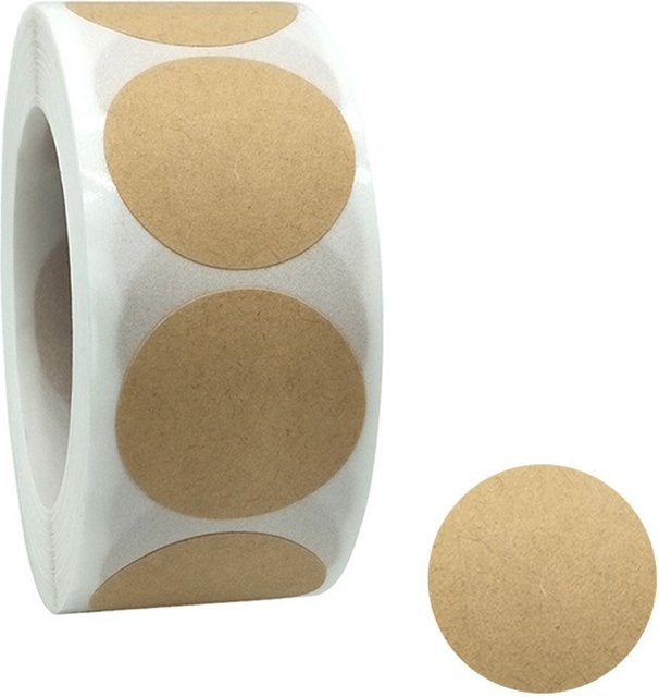 500 Stück runde Kraftpapier-Aufkleber in Braun als leere Etiketten für DIY-Geschenkanhänger und Siegelaufkleber - Bild 1