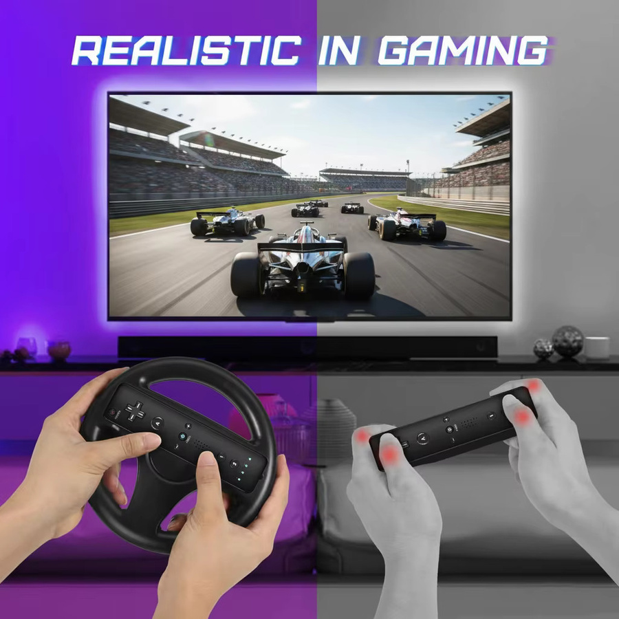 Nintendo Wii Lenkrad für Kart-Rennspiele in Schwarz-Weiß - Bild 1