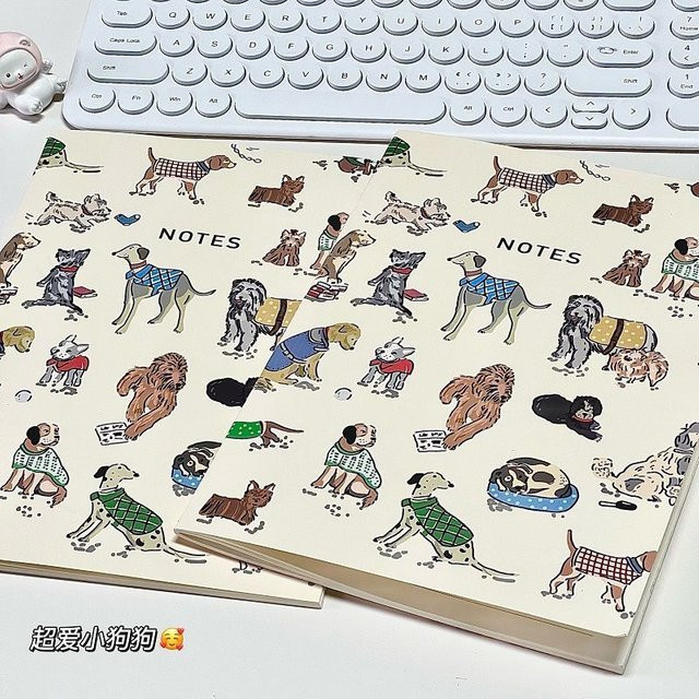 Horizontales Notizbuch für Welpenliebhaber mit linierten Seiten aus Papier und weißem Karton-Cover - Bild 1
