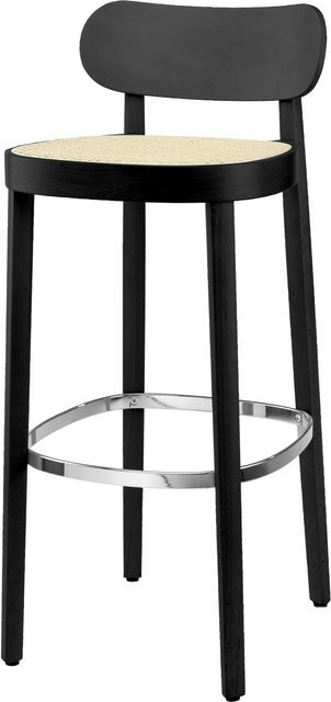 Thonet Barhocker 118 H Ht in Schwarz mit Rohrgeflecht und Bucheschwarzgebeiztem Holz - Bild 1