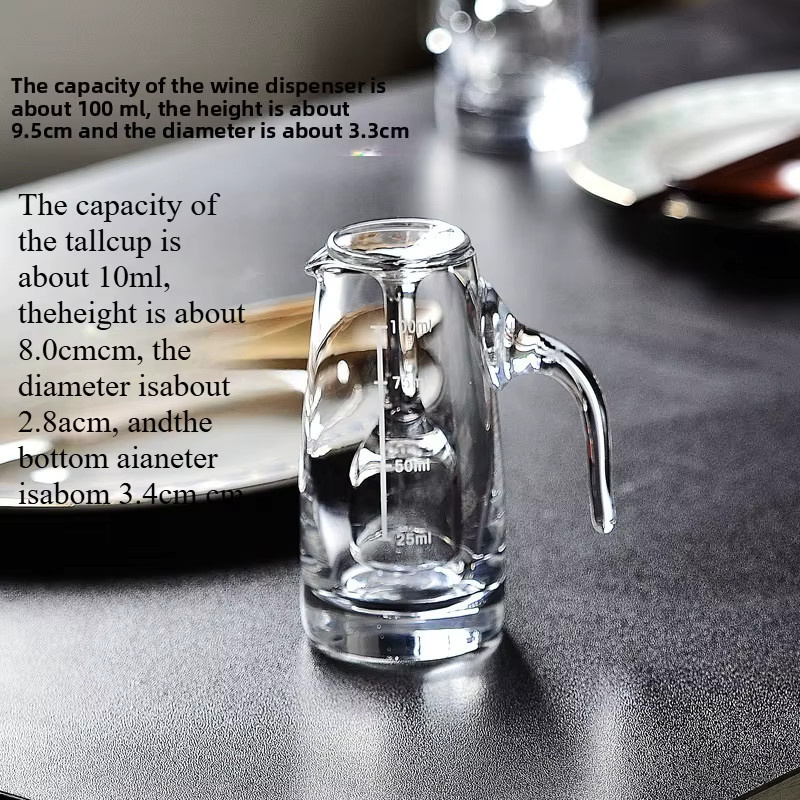 Chinesisches Baijiu-Set aus Glas mit transparentem Weinspender und Messskala, 100 ml Karaffe und 12 ml Schnapsglas - Bild 6