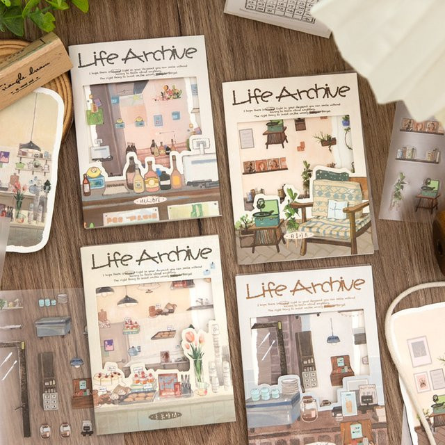Mr.Paper Life Archive Serie Szenen-Aufkleber 4er-Pack Multicolor für DIY Journal Scrapbook und Deko - Bild 1
