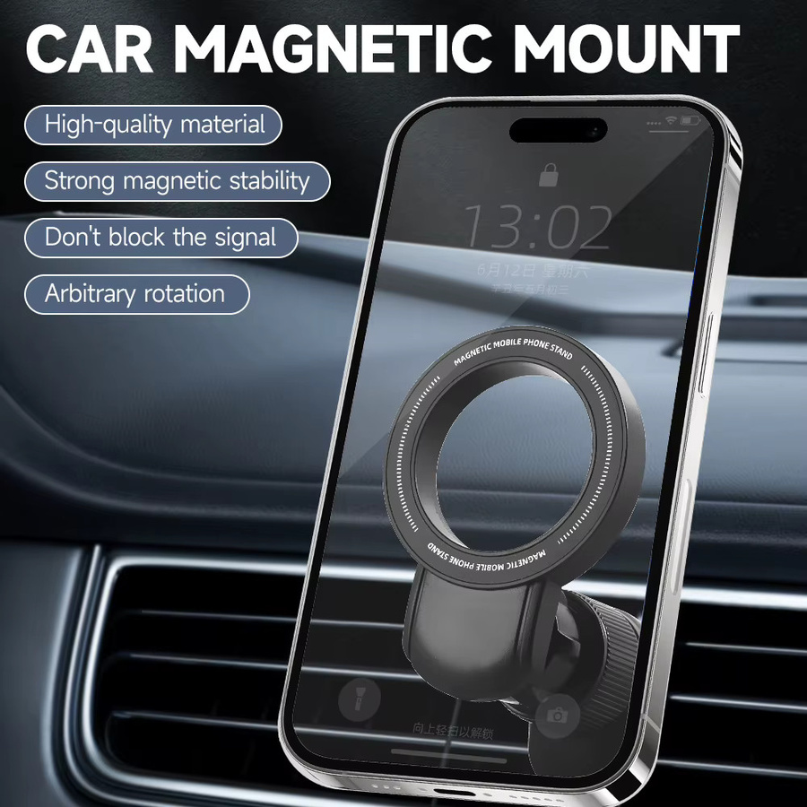 Universelle magnetische Auto-Handyhalterung für den Lüftungsschlitz mit 360 Grad Rotation in Schwarz und Orange - Bild 3