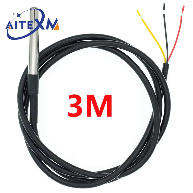 YANXD DS18B20 Temperatursensor aus Edelstahl in Schwarz, wasserdichter Kabeltemperaturfühler für Arduino - Bild 2