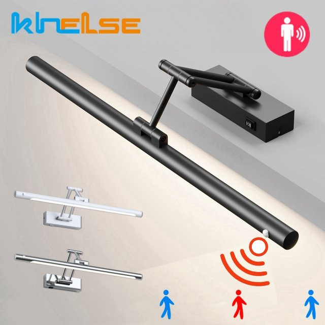 Khelse LED Wandleuchte mit Bewegungssensor und Teleskoparm in Weiß für Badezimmer und Schlafzimmer - Bild 1