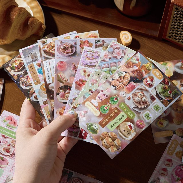Aufkleber-Pad im japanischen Retro-Stil für dein Dessert-Tagebuch, 30 Blatt pro Packung, Mehrfarbig - Bild 1