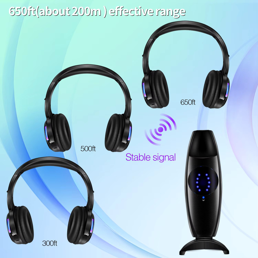 CATASSU LED-Sender Silent Disco Kopfhörer Schwarz für Partys, Meetings und Yoga mit einstellbarer Lautstärke - Bild 5