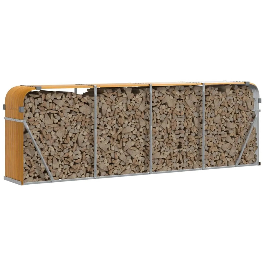 vidaXL Kaminholzunterstand aus verzinktem Stahl in Braun, B/T/H: 300 x 45 x 100 cm - Bild 2