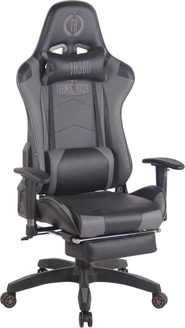 TPFLiving Gaming Bürostuhl Turbine XFM in Schwarz/Grau aus Kunstleder mit Kopfstütze und höhenverstellbarer Sitzfläche, B/T/H: 70 x 49 x 141 cm - Bild 1