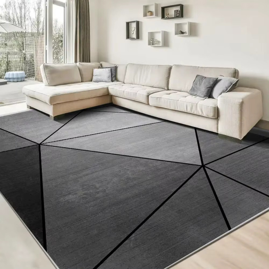 VIKAMA Schallschutzteppich für Wohnzimmer und Schlafzimmer, grau, geometrisches Design, waschbar und rutschfest, B: 120 cm, T: 80 cm - Bild 4
