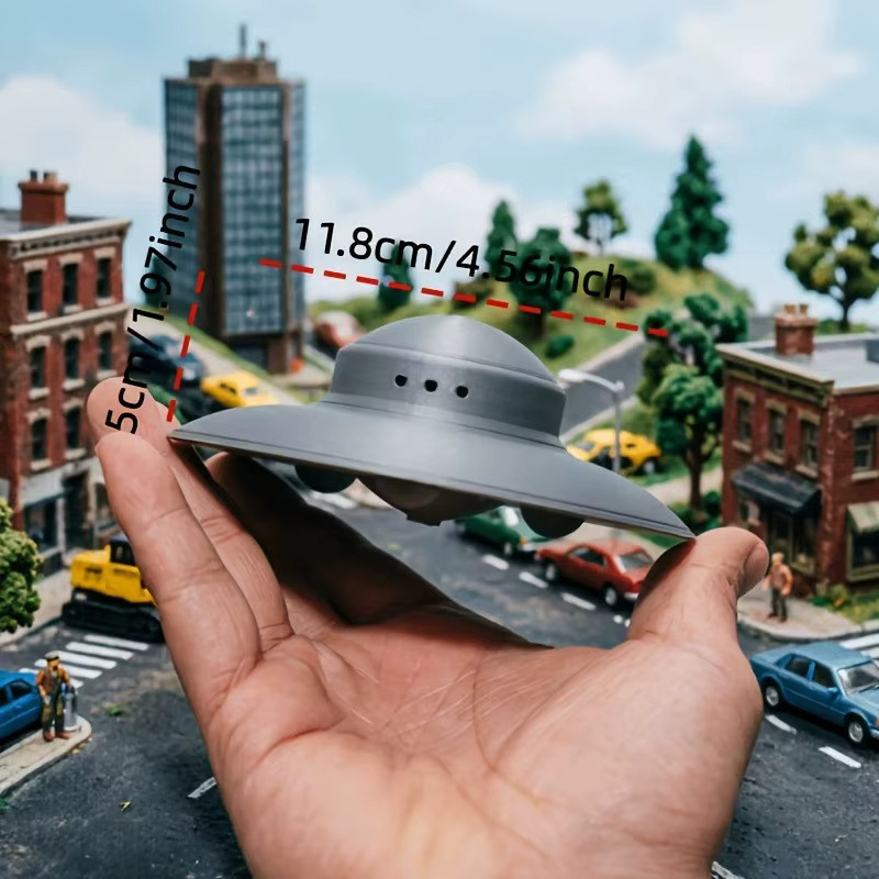 KASTIZA UFO-Flugscheiben-3D-Druck-Sammlermodell, Weltraum, Grau, Kunststoff - Bild 3
