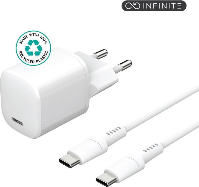 eSTUFF ES637600 USB-Ladegerät mit USB-Typ-C und USB 2.0 Anschlüssen in Weiß, 1,5 m Kabellänge - Bild 1