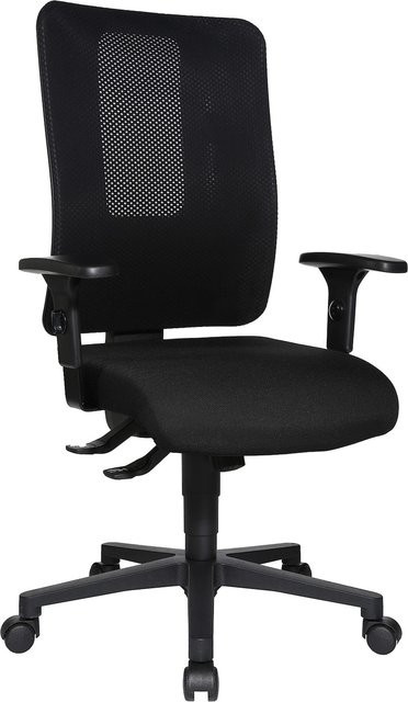 Topstar HJH WORK PRO Profi Bürostuhl in Schwarz mit Stoffbezug, Armlehnen und Rollen, höhenverstellbar - Bild 1