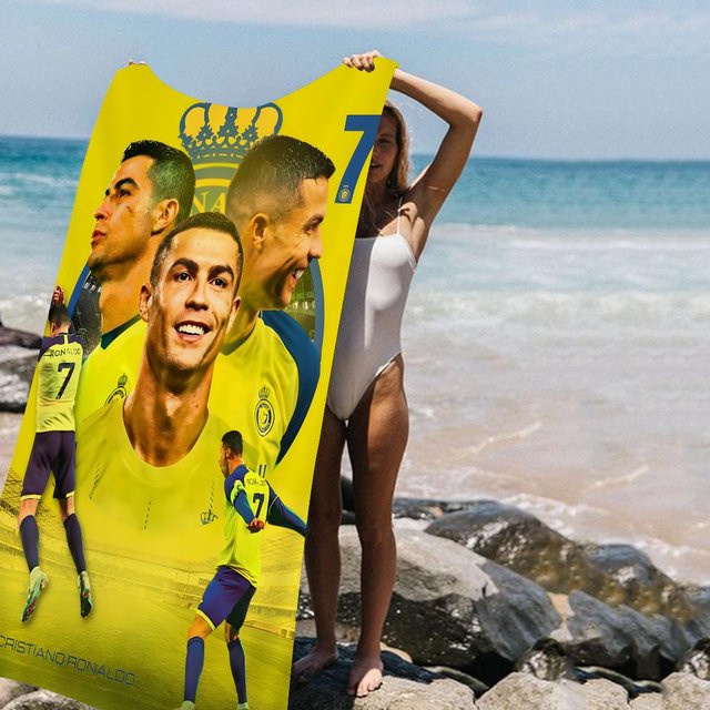 JMG Household Supplies Kinder Strandtuch Cristiano Ronaldo CR7 Design aus Mikrofaser, Gelb, Breite: 100 cm, Höhe: 50 cm - Bild 1