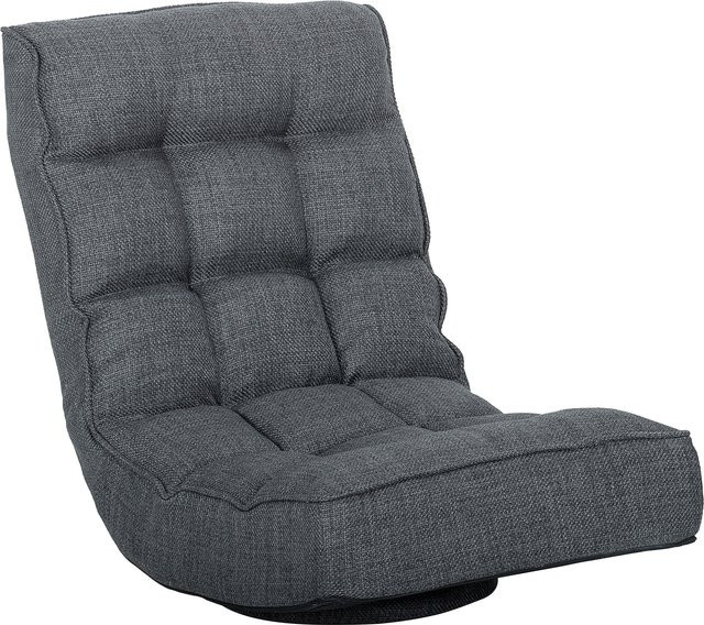 HOMCOM Klappbarer Bodensitz Grau, 360 Grad drehbarer Lesesessel mit 5-fach verstellbarer Rückenlehne, gepolstertes Leinen-Bodensofa für Meditation und Gaming, B/T/H: 58 x 107 x 79 cm - Bild 1