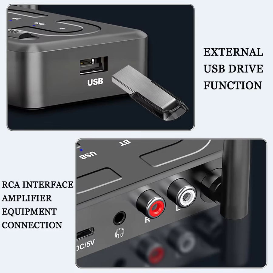 Kebidu Bluetooth 6.0 Audio Receiver Drahtloser Musik Adapter mit Mikrofon für Auto und Lautsprecher in Schwarz mit 3,5mm Jack und RCA Anschluss - Bild 5