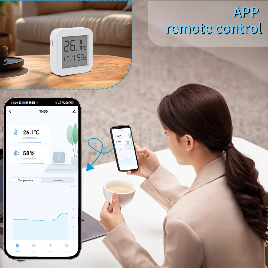 Tuya Smart Bluetooth Temperatur- und Feuchtigkeitssensor mit LCD-Display und App-Steuerung, Weiß - Bild 4