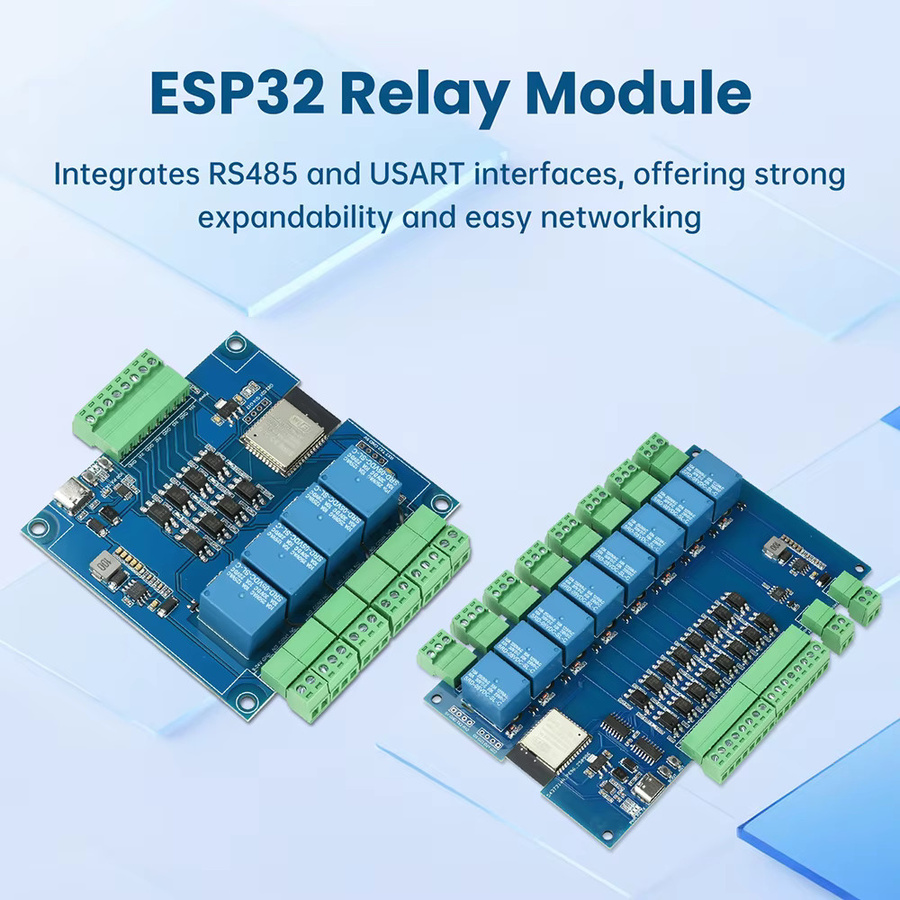 diymore ESP32 RS485 Modbus Relais Modul mit Wifi, Bluetooth und Typ-C Anschluss, 4/8 Kanal mit Optokoppler Isolation, DC 9-24V, Blau - Bild 2