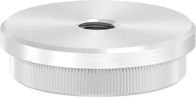 FeNau Endkappe aus Edelstahl V2A für Rohr Ø 48,3 mm x 2,5 mm mit M10 Gewinde, flach, silber - Bild 1