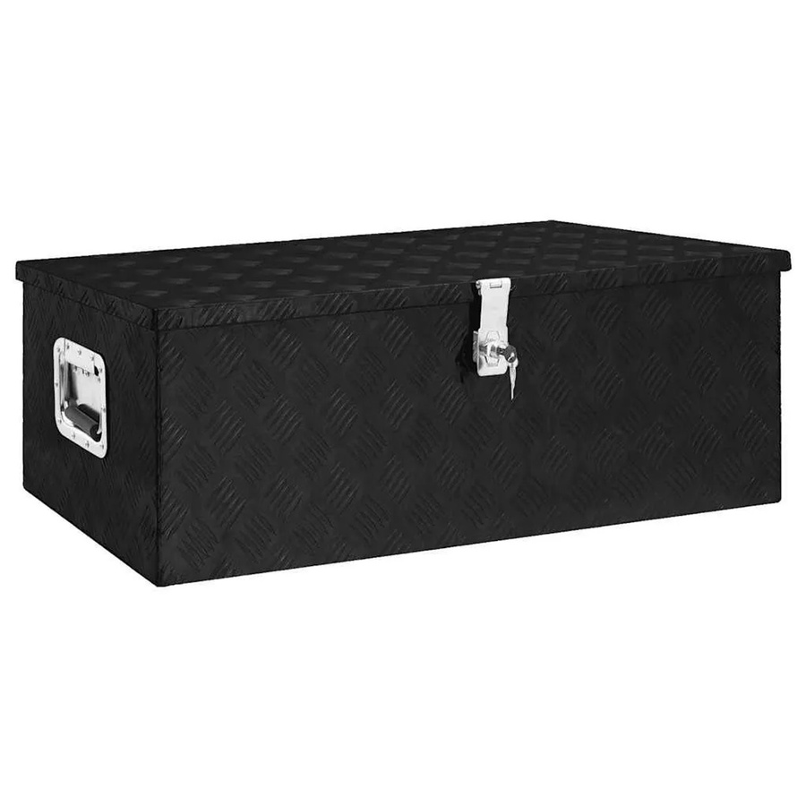DELUKE Aluminiumbox mit Deckel und Schloss, abschließbare Alubox als Deichselbox oder Werkzeugkiste, Schwarz, B/T/H: 90 x 47 x 33,5 cm - Bild 2