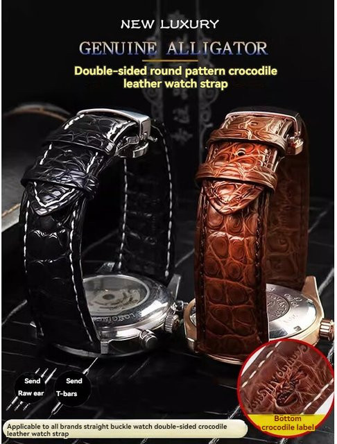 Uhrenarmband Leder, Krokodiloptik, Herren - Bild 1