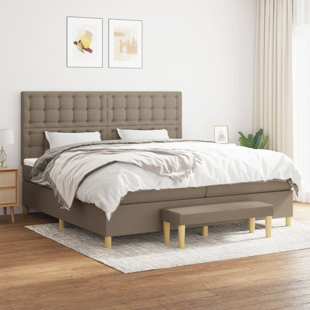 vidaXL Boxspringbett mit Matratze Hybrid-Design in Taupe, B/T: 200 x 200 cm - Bild 2