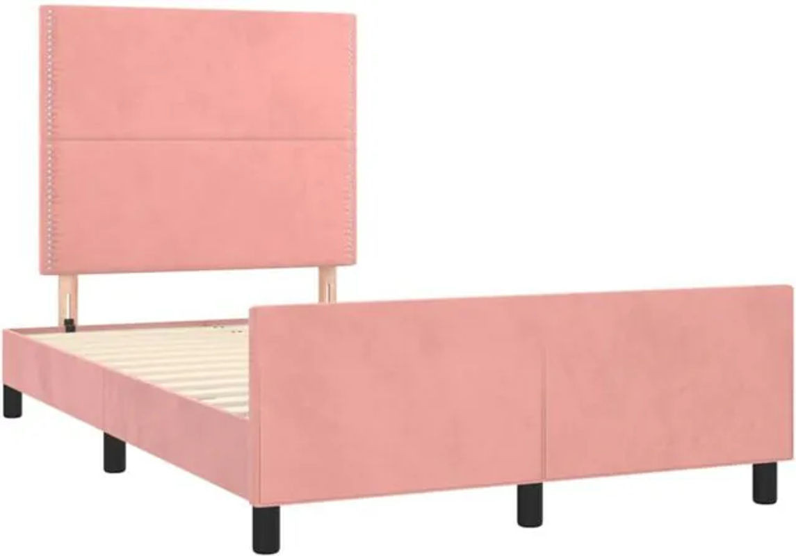 Vidaxl Polsterbett aus Samt in Rosa B/T/H: 120 x 190 x 128 cm - Bild 1