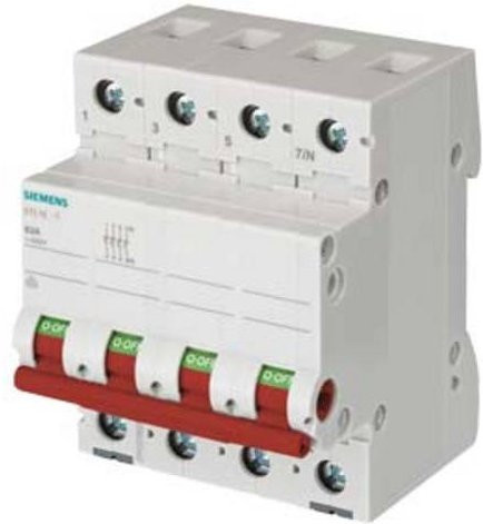Siemens Ausschalter 63A 3-polig+N mit rotem Griff 5TL16631 in Rot und Weiß - Bild 1