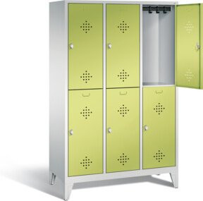 C+P Spind Classic doppelstöckig mit 6 Türen, Korpus Lichtgrau und Front Viridingrün, H x B x T: 185 x 120 x 50 cm - Bild 1