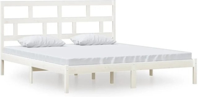vidaXL Massivholzbett aus Kiefer in Weiß, Modernes Doppelbett B/T/H: 180 x 200 x 186 cm - Bild 1