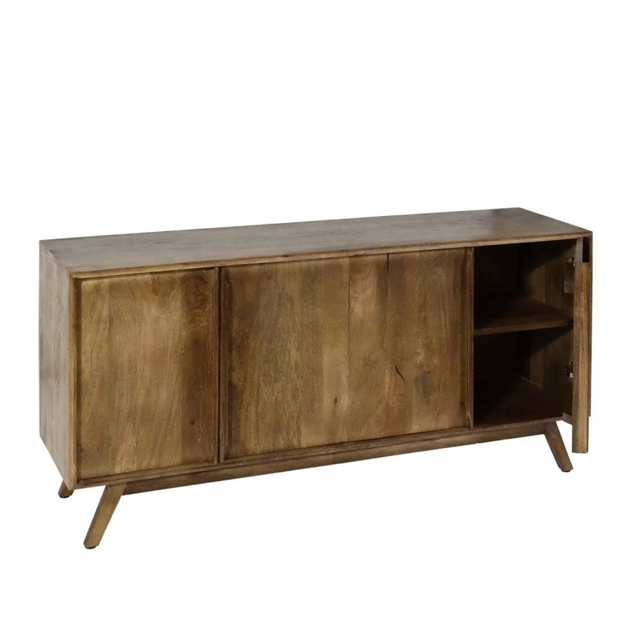 Sideboard MCW-L96 aus Massiv-Holz Mango in Braun mit 4 Regalböden, H: 72 cm, B: 146 cm, T: 43 cm - Bild 2
