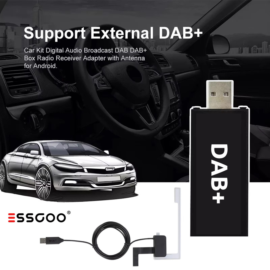 ESSGOO USB DAB+ Digitaler Tuner Adapter für Android Autoradio Hauptgeräte in Schwarz und Grün - Bild 2