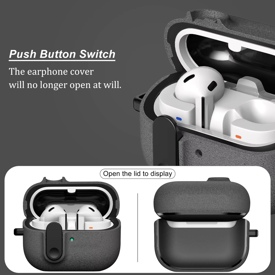 Samsung Galaxy Buds3 Pro / Buds3 / Buds3 FE Schutzhülle Vogue in Grau mit Druckknopfschalter und kratzfestem Design - Bild 4