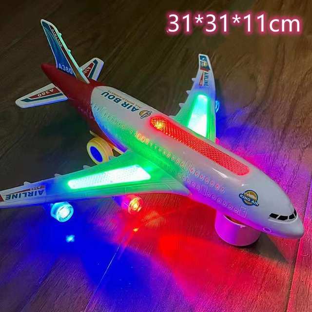 Fashnics Elektronisches Flugzeugspielzeug, mit automatischer Drehung, blinkenden Lichtern und Musikgeräuschen, Blau, ab 4 Jahren - Bild 1