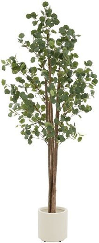 Künstlicher Eukalyptusbaum ML-Design in Grün und Braun mit Naturholzstamm, Höhe: 210 cm - Bild 1