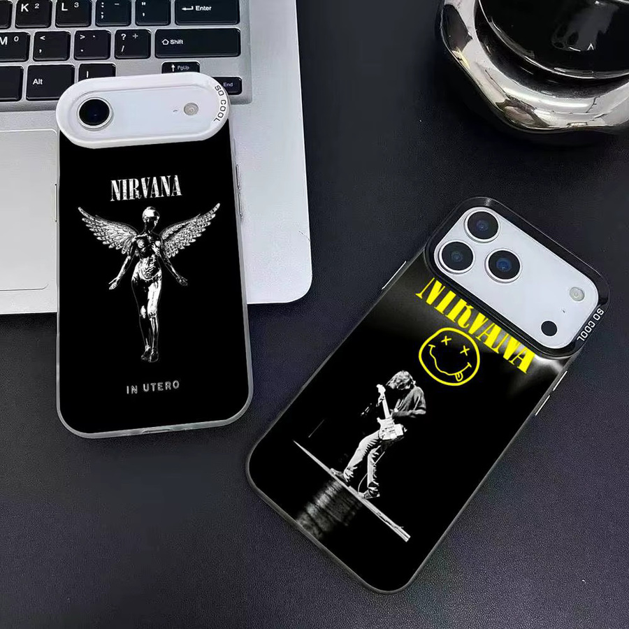 N-Nirvana Rock Band Handyhülle für Apple iPhone 12 13 14 15 16 17 Pro Max Plus mit Protect Plating in Schwarz - Bild 2