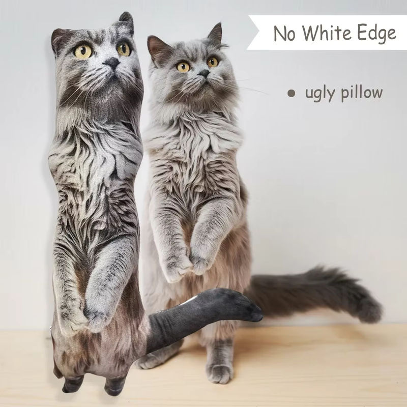 IHX Ugly Cat Dog Zany Kissen – Personalisiertes 3D-Haustierkissen nach Foto in Weiß - Bild 2