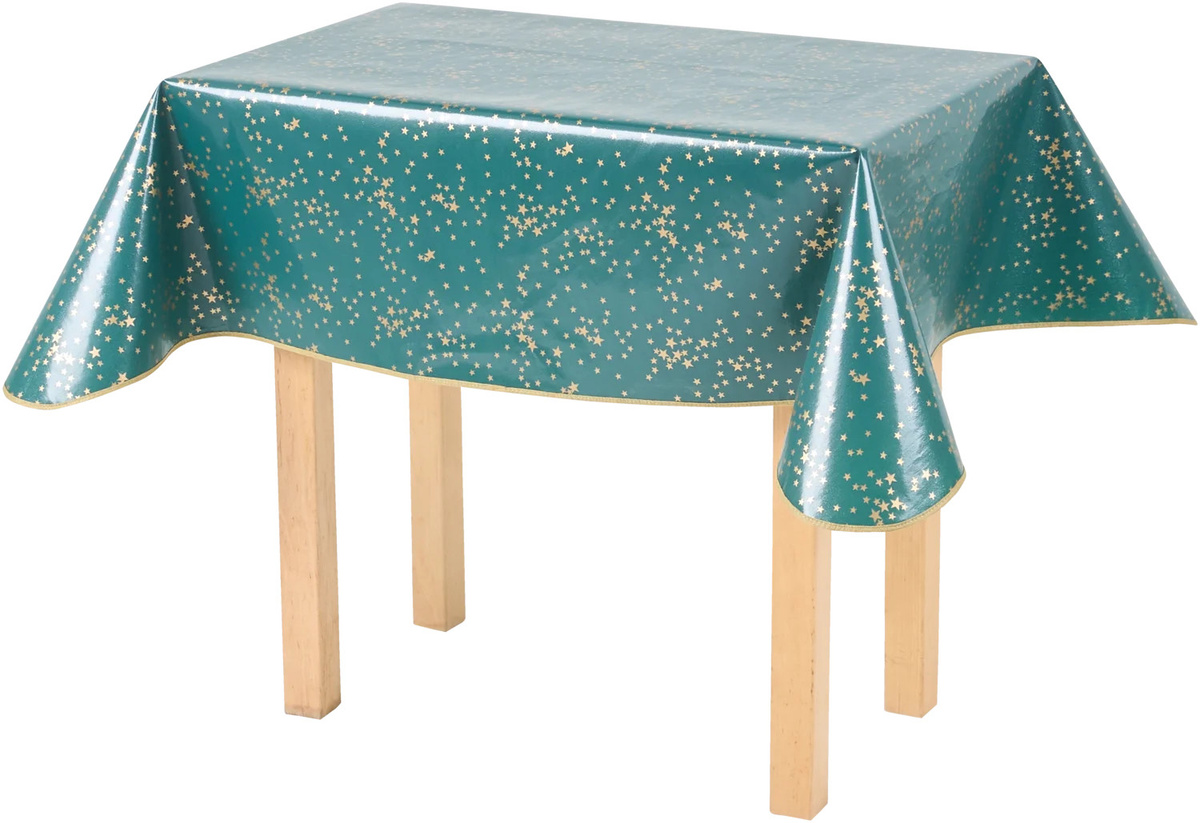 LIVARNO HOME Lacktischdecke Weihnachten, grün mit Sternen, B/T: 110 x 140 cm - Bild 2