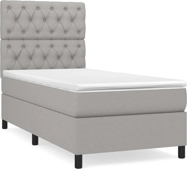 vidaXL Boxspringbett Hybrid mit Matratze und Taschenfederkern, Grau, B: 80 cm, L: 200 cm, H: 38 cm - Bild 1