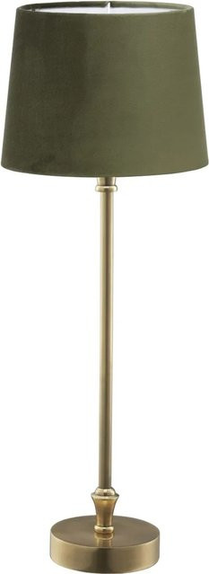 PR Home Tischlampe Liam mit Samt-Textilschirm in Grün und Messing-Optik, H x B x T: 59 x 20 x 20 cm - Bild 1