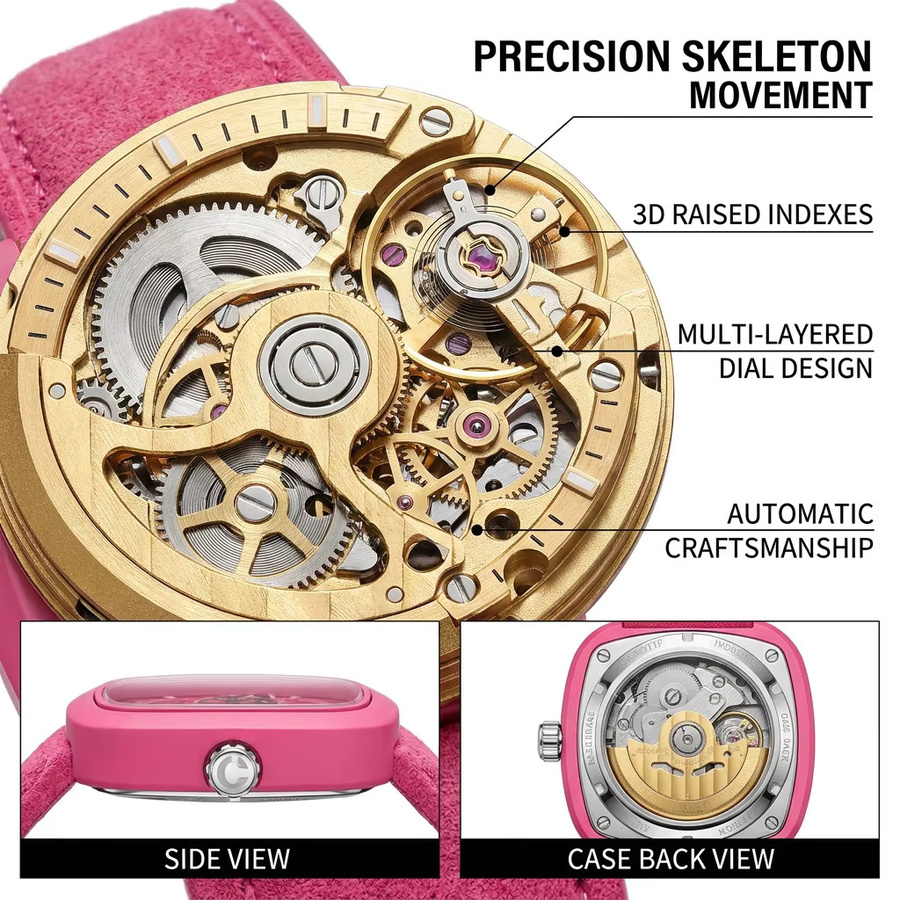 CAROTIF Armbanduhr Quarz, Edelstahl, Rosa, Herren - Bild 2