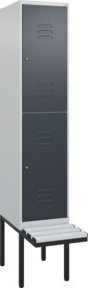 C+P Doppelstock-Spind Classic PLUS Sitzbank mit 1 Abteil und Zylinderschloss, B/T/H: 212 x 40 x 81,5 cm, Kunststoff und Stahl, Grau/Anthrazit/Schwarz - Bild 1