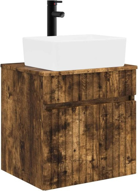 vidaXL Waschbecken-Vanity modern Wandmontage Eiche braun matt B: 89 cm, H: 41 cm, T: 63 cm - Bild 1