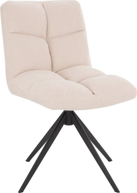 HOME DELUXE Esszimmerstuhl NODA 2er Set drehbar in Cord Creme und Metall - Bild 1