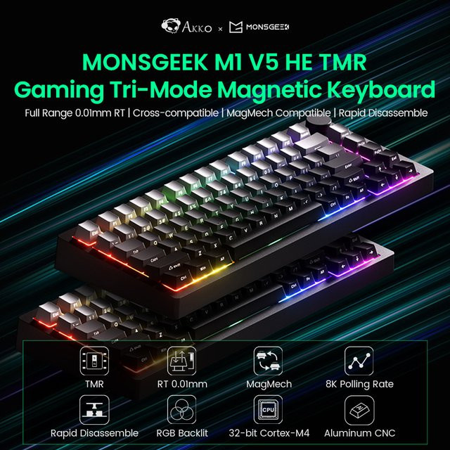Akko MONSGEEK M1 V5 TMR Rapid Trigger Gaming-Tastatur mit magnetischen und mechanischen Schaltern, 8K RGB Hot-Swap Aluminium-Gehäuse - Bild 1