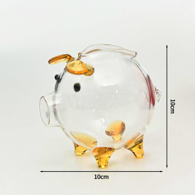 Transparentes Sparschwein aus Glas als Spardose und Geldbehälter für Kinder und Erwachsene - Bild 1